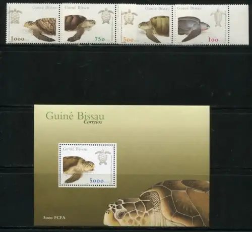 Guinea Bissau 2001 Schildkröten Turtles Meerestiere 1702-1705 Block 350 MNH