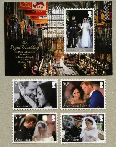 Ascension 2018 Königliche Hochzeit Harry & Meghan Royalty 1350-1353 Block 79 MNH
