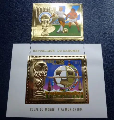 Dahomey 1974 Fußball WM FIFA World Cup Soccer Pokal Gold 586 Block 37 A MNH