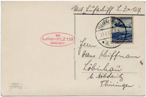 Zeppelin 1936 Dt. Reich 1. Postfahrt EF Zeppelin Löbichau AK Si 401 Ab  / 2469