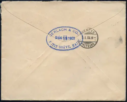 Haiti 1904 Brief MeF 10 C aus Petit Goave via Paquebot nach Satigny Schweiz / 52