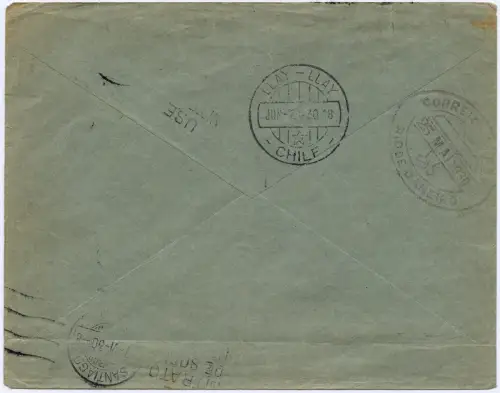Zeppelin 1930 Dt. Reich SAF EF 4 RM Firmen-Brief Llay-Llay Chile Si 57 M / 2483