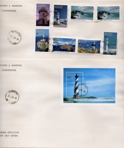 Barbuda 1999 Leuchttürme Architektur Schiffahrt Lighthouses FDC First Day Covers