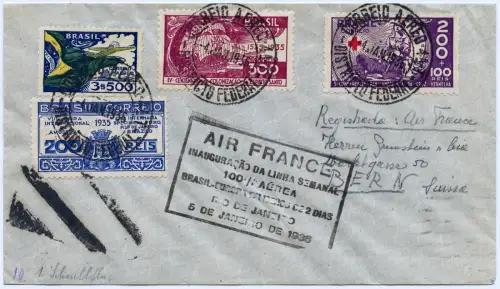 Brasilien 1936 First Flight Erstflug Air France Rio Frankreich Schweiz / 1284