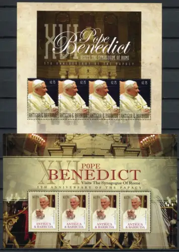 Antigua 2010 Papst Benedikt Pope Benedict 4849-4850 Kleinbögen Postfrisch MNH