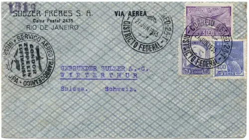 Katapult 1935 Brasilien Rio Winterthur Schweiz Notlandung H 385 Catapult/ 1300