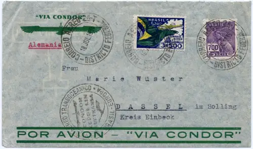 Katapult 1935 Brasilien Rio de Janeiro Dassel Brief H 389 Catapult/ 1301