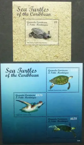 Grenada Grenadinen 2013 Schildkröten Sea Turtles 4880-4882 Block 685 MNH