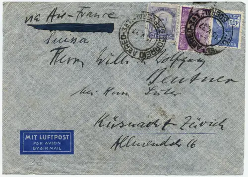 Brasilien 1937 Flugpostbrief Air France Rio Schweiz Mermoz-Cachet 1930 / 1314