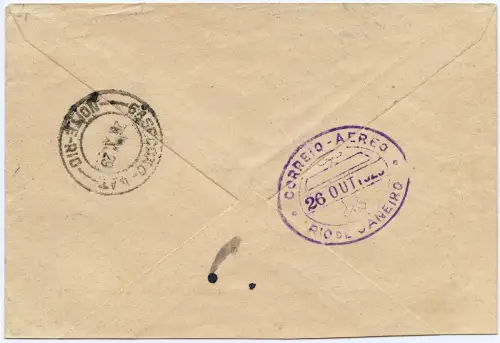 Brasilien 1929 Reko-Flugpostbrief Linhas CGA Porto Alegre Rio de Janeiro / 1318