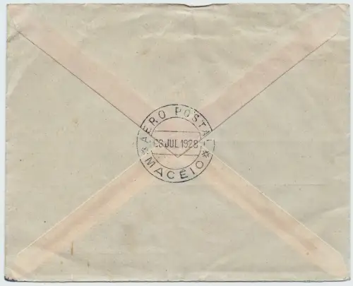 Brasilien 1928 Flugpostbrief Linhas CGA Jaragua Maceio Paris Frankreich / 1319