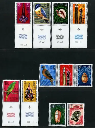 Neue Hebriden 1977 Französische Ausgabe Lokalaufdruck 460-471 II MNH / 857 RAR