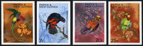 Papua Neuguinea 1967 Papageien Weihnachten Vögel 123-126 U Imperf MNH / 354 RAR
