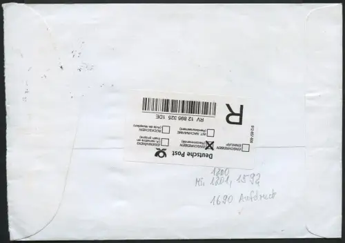 Tonga 2004 Dauer Michel 1690 Aufdruck 45s Reko-Brief Luftpost Stuttgart / 828