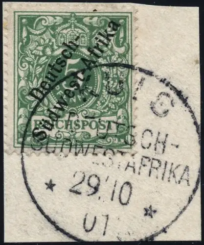 DSWA 1897 Briefstück Michel 2 ° Kuis 29/10/01 Luxus / 92