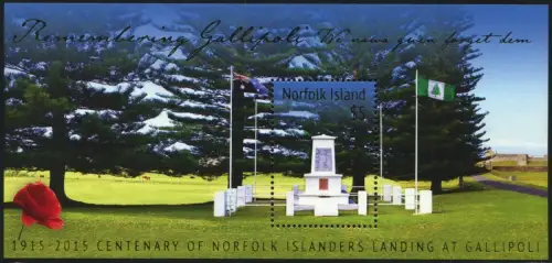 Norfolk Insel 2015 Gallipoli 1. Weltkrieg World War Denkmal Flaggen Flags MNH