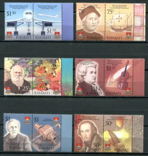 Kiribati 2006 Darwin Brunel Kolumbus Mozart Edison Concorde Musik 997-1008 MNH