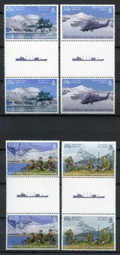 Südgeorgien 2007 Falkland-Krieg Militär Hubschrauber 437-440 Stegpaare MNH