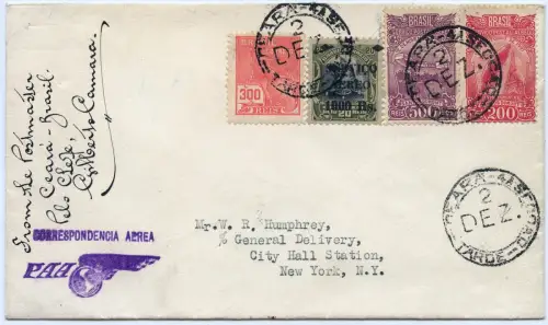 Brasilien 1930 First Flight Erstflug FFC PAA Ceara Miami New York USA/ 1338