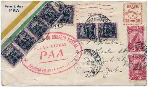 Brasilien 1930 First Flight Erstflug FFC PAA Bahia New York USA Brief / 1341