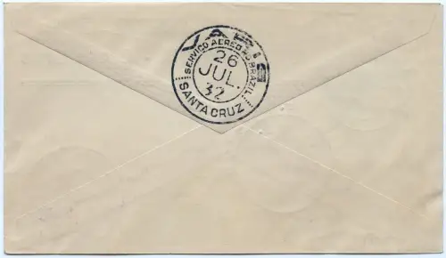 Brasilien 1932 First Flight Erstflug Varig Uruguayana - Santa Cruz Brief / 1349