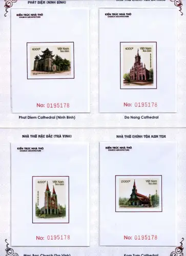 Vietnam 2022 Kirchen Religion Architektur Churches Deluxe Blocks Auflage nur 195