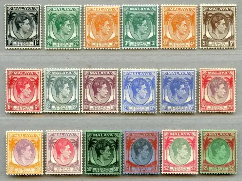 Malaya Straits Settlements 1937-1941 Freimarken 210-227 incl 211 II + 214 II *