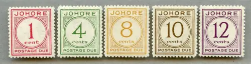Johore 1938 Portomarken Ziffer 1-5 Ungebraucht Postage Dues Mint MLH
