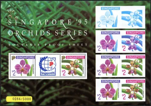 Singapur Singapore 1995 Orchideen Blumen Blüten Proof Sheet Block 36 MNH M€ 280