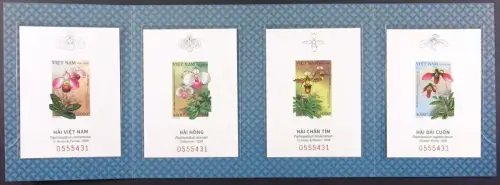 Vietnam 2023 Orchideen Slipper Orchids Deluxe-Blocks Auflage 555 im Folder MNH