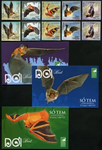 Vietnam 2023 Fledermäuse Tiere Animals Bats 3968-3972 A/B + Markenhefte MNH