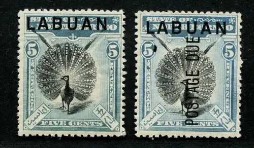 Labuan 1900-1901 Argusfasan Vögel Argus Pheasant 95 + P4 Ungebraucht Mint/ 389