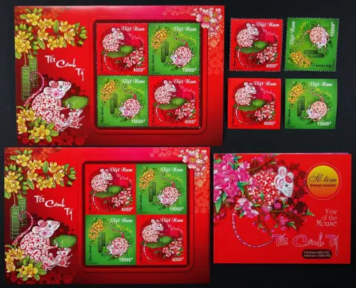 Vietnam 2019 Jahr der Ratte 2020 Neujahr Zodiac New Year A & B & Markenheft MNH