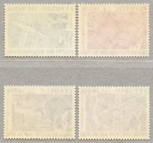Indien India 1950 Proklamation der Republik Verfassung Wirtschaft 211-214 MNH
