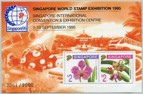 Singapur Singapore 1995 Orchideen Blumen Blüten Block 35 A I + Folder MNH M€ 160
