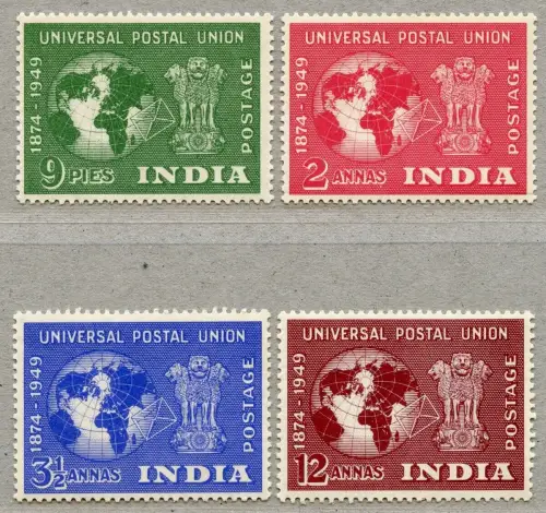 Indien India 1949 UPU Weltpostverein Jubiläum Universal Postal Union 207-210 MNH