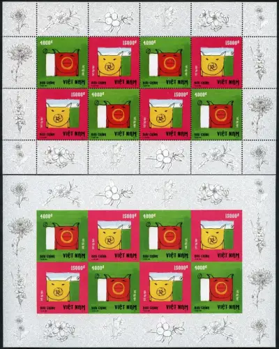 Vietnam 2018 Jahr des Schweines Chinesisches Neujahr A & B Kleinbogen MNH