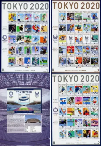Japan 2021 Olympiade Tokio 2020 Olympische Spiele Sport Folder 3 KLB & Block MNH