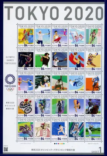 Japan 2021 Olympiade Tokio 2020 Olympische Spiele Sport Folder 3 KLB & Block MNH
