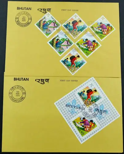 Bhutan 1971 Pfadfinder Pfadfinderbewegung Scouts Bersteigen 480-485 Block 47 FDC