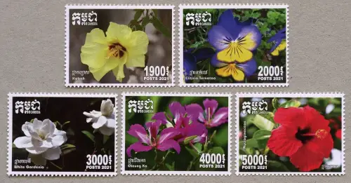 Kambodscha 2021 Blumen Blüten Pflanzen Flowers Blossoms Plants 2754-2758 MNH