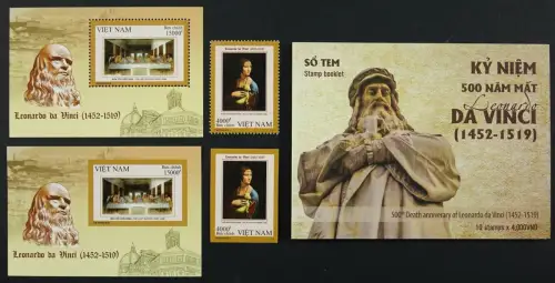 Vietnam 2019 Leonardo da Vinci Gemälde Letztes Abendmahl A & B & Markenheft MNH