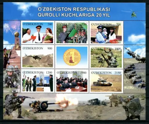 Usbekistan 2012 Armee Militär Panzer Hubschrauber Army 992-999 Kleinbogen MNH