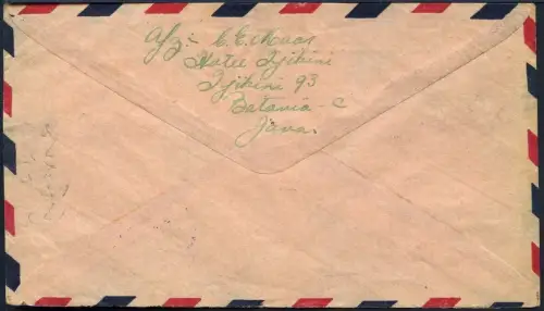 Niederländisch-Indien 1947 Brief Luftpost MiF Vulkan Volcano Skive Dänemark/ 809