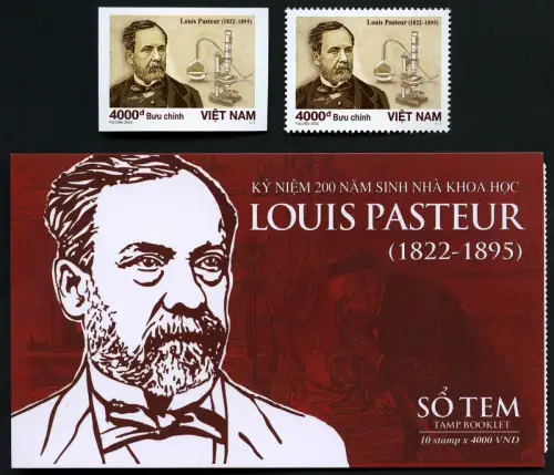 Vietnam 2022 Louis Pasteur Chemie Medizin Forschung A/B & Markenheft MNH