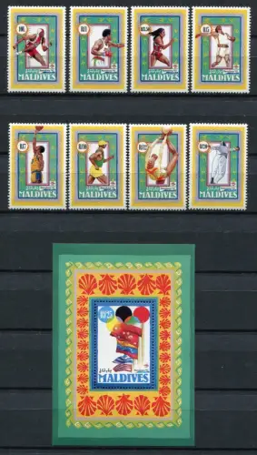 Malediven 1992 Olympiade Olympics Barcelona 1738-1745 Block 233 Postfrisch MNH