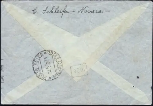 Katapult 1935 Italien Brief 8,75 L Novara Argentinien Catapult H 406 / 1362