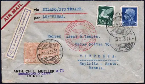 Katapult 1935 Italien Brief 7,75 L Mailand Argentinien Catapult H 406 / 1363