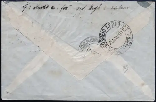 Katapult 1937 Italien Brief 11 L Mailand Rio de Janeiro Brazil Catapult 525/1365