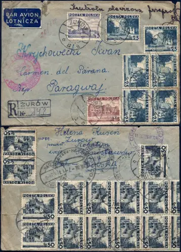 Katapult 1938 Polen Reko-Brief Zurow Carmen del Parana Catapult H 686 / 1366